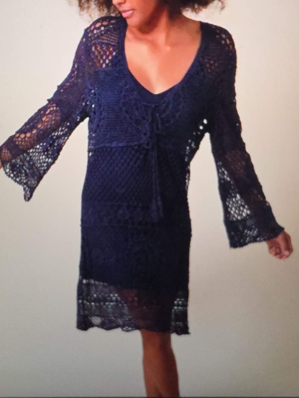 Hale Bob Navy kiki Crochet Dress Size Xs/s